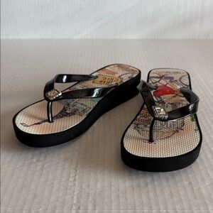 Brighton Paris Chic Low Wedge Flip Flop Sandals